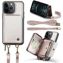 For iPhone 13 Pro Zipper Wallet Leather Phone Case with Dual Lanyard