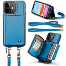 For iPhone 13 Pro Zipper Wallet Leather Phone Case with Dual Lanyard