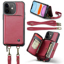 For iPhone 13 Pro Zipper Wallet Leather Phone Case with Dual Lanyard