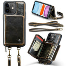 For iPhone 13 Pro Zipper Wallet Leather Phone Case with Dual Lanyard
