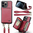 For iPhone 13 Pro Zipper Wallet Leather Phone Case with Dual Lanyard
