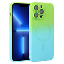 For iPhone 14 Liquid TPU Silicone Gradient MagSafe Phone Case