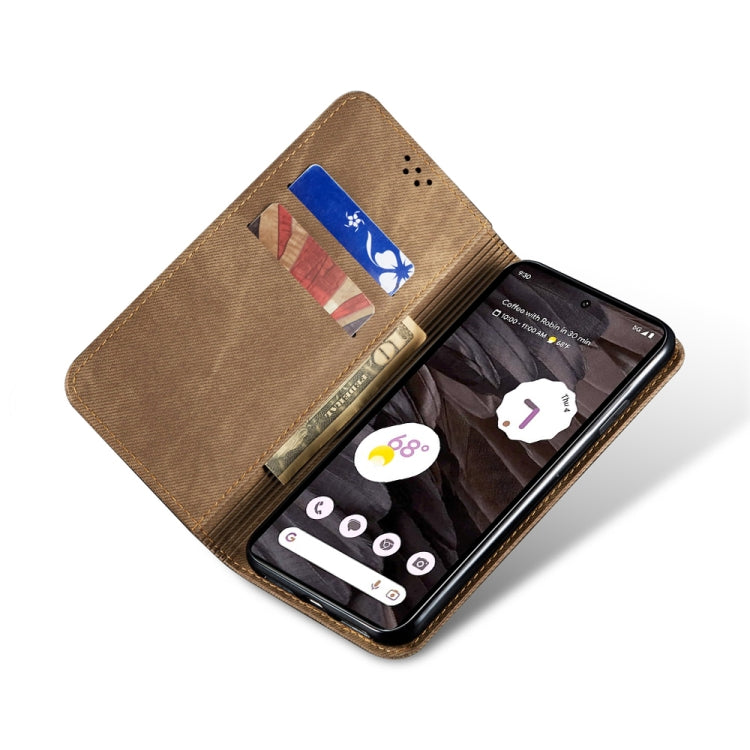 For Google Pixel 8 Pro Denim Texture Casual Style Horizontal Flip Leather Case