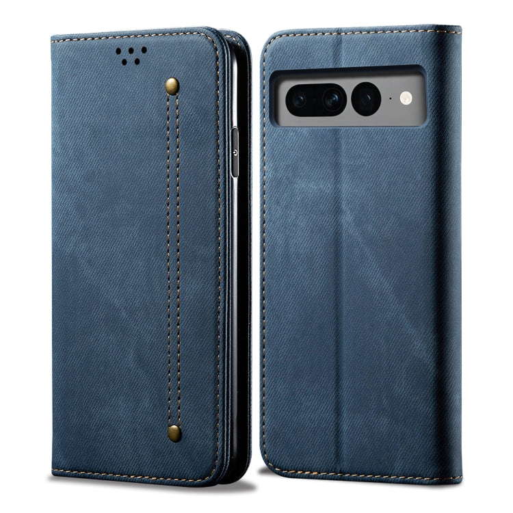 For Google Pixel 8 Pro Denim Texture Casual Style Horizontal Flip Leather Case