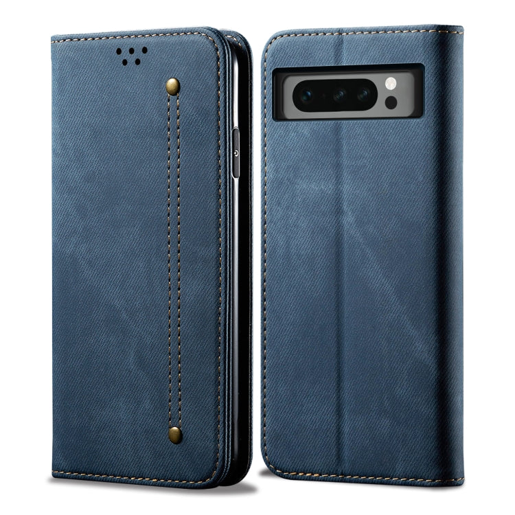 For Google Pixel 8 Pro Denim Texture Casual Style Horizontal Flip Leather Case