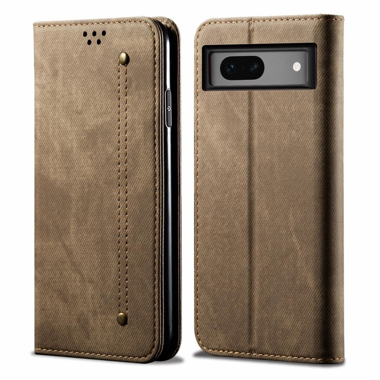 For Google Pixel 8 Pro Denim Texture Casual Style Horizontal Flip Leather Case