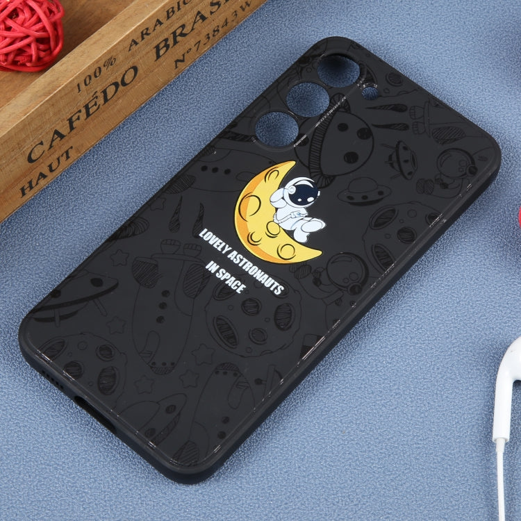 For Samsung Galaxy A21s Astronaut Pattern Silicone Straight Edge Phone Case