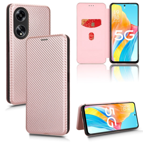 For OPPO A1 5G Carbon Fibre Texture Flip Leather Wallet Phone Case