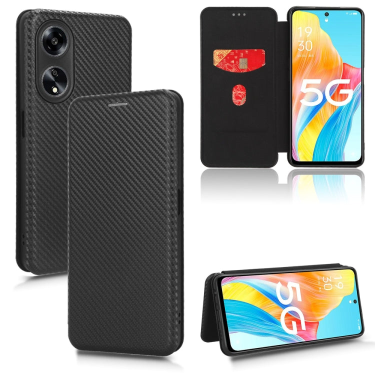 For OPPO Reno12 F 5G / 4G Carbon Fibre Texture Flip Leather Wallet Phone Case