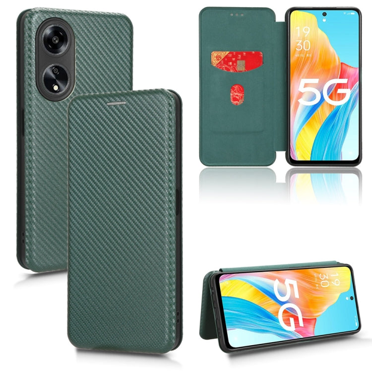 For OPPO Reno12 F 5G / 4G Carbon Fibre Texture Flip Leather Wallet Phone Case