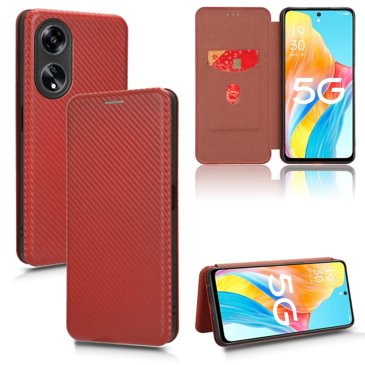 For OPPO A78 4G Carbon Fibre Texture Flip Leather Wallet Phone Case