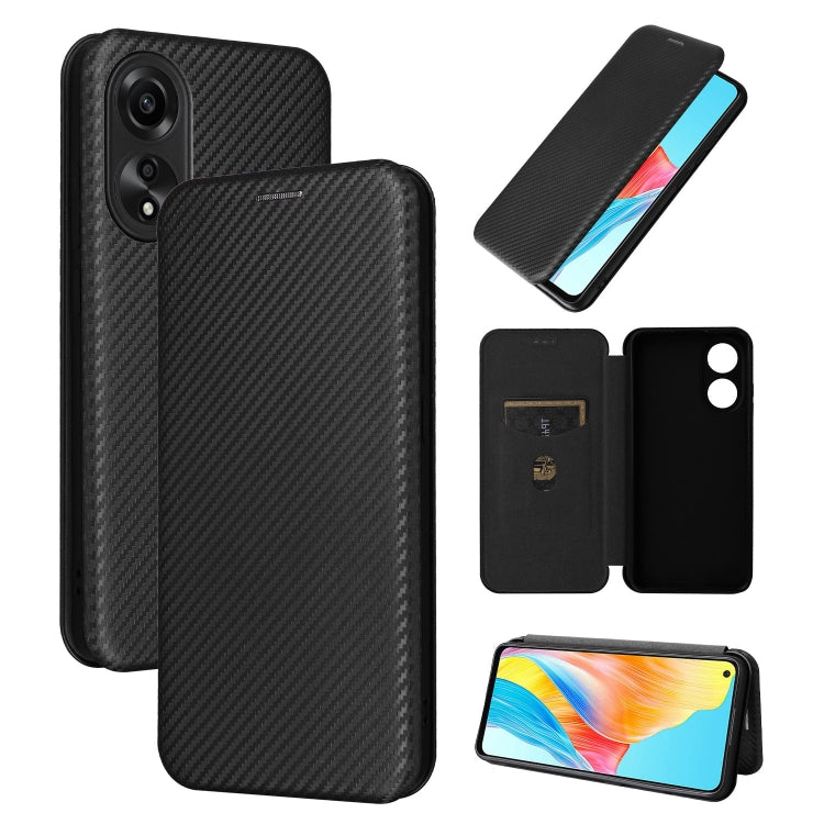 For OPPO Reno12 F 5G / 4G Carbon Fibre Texture Flip Leather Wallet Phone Case