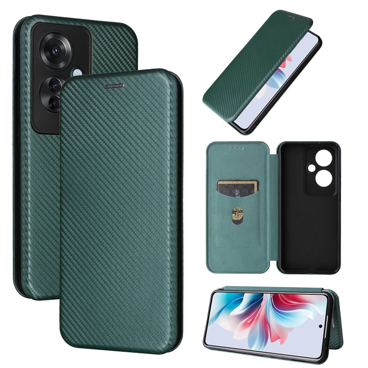 For OPPO Reno12 F 5G / 4G Carbon Fibre Texture Flip Leather Wallet Phone Case