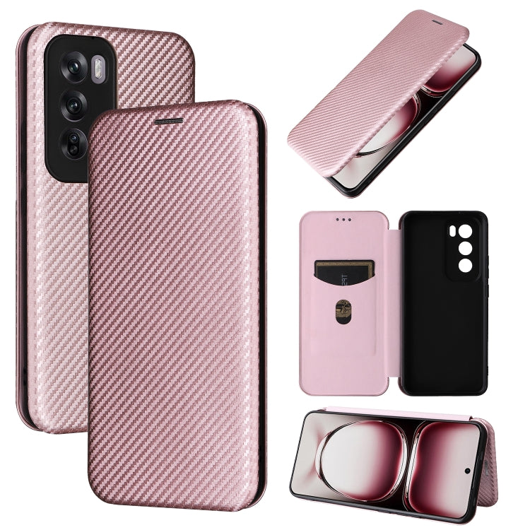 For OPPO Reno12 5G Carbon Fibre Texture Flip Leather Phone Case