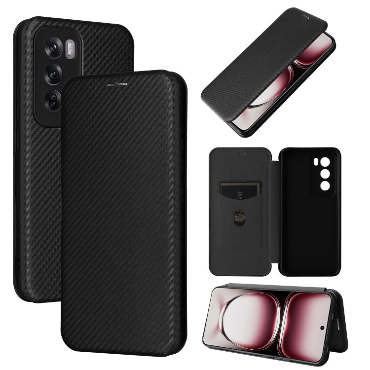 For OPPO Reno12 Pro 5G Carbon Fibre Texture Flip Leather Phone Case