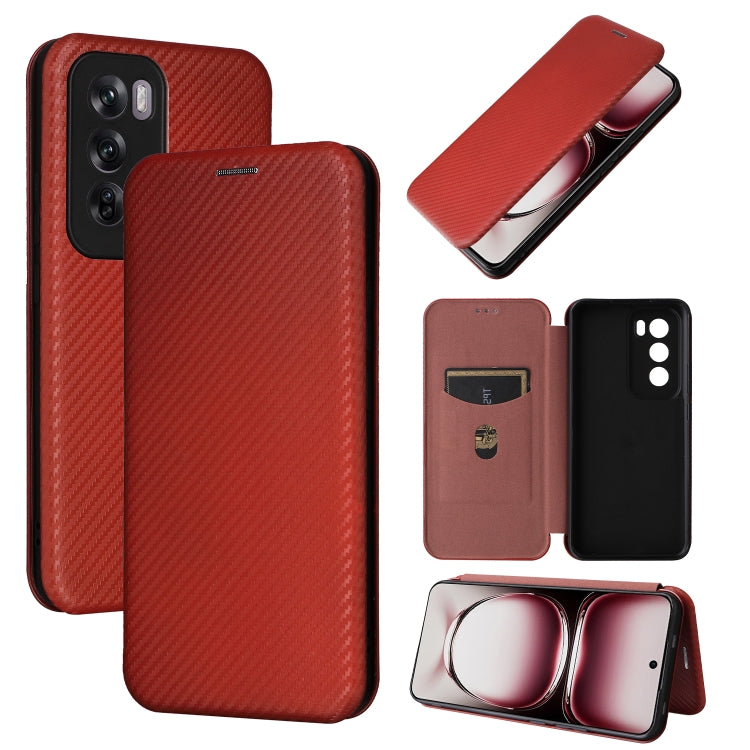 For OPPO Reno12 5G Carbon Fibre Texture Flip Leather Phone Case