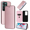 For OPPO Reno11 PJH110 Carbon Fibre Texture Flip Leather Phone Case