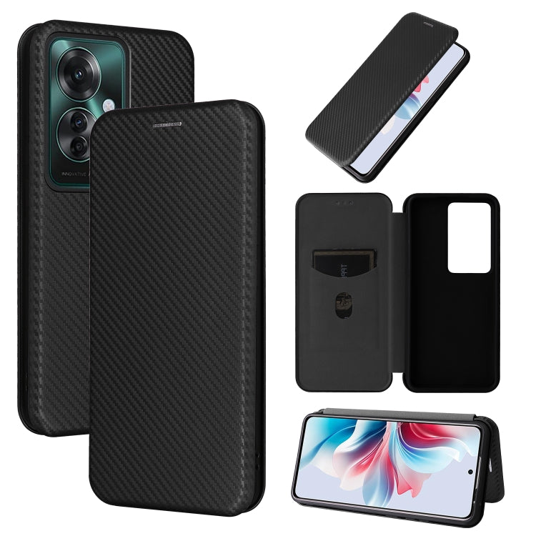 For OPPO Reno12 5G Carbon Fibre Texture Flip Leather Phone Case