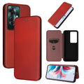 For OPPO Reno11 PJH110 Carbon Fibre Texture Flip Leather Phone Case