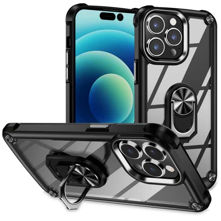 For iPhone 16 TPU + PC Lens Protection Phone Case with Ring Holder Stand