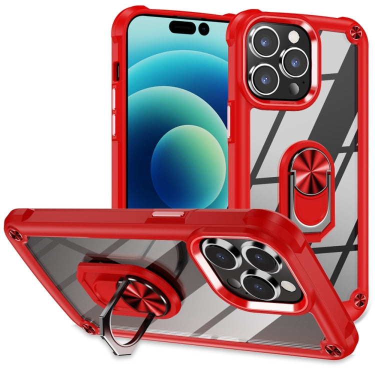 For iPhone 16 TPU + PC Lens Protection Phone Case with Ring Holder Stand