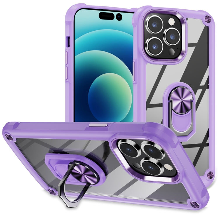 For iPhone 16 TPU + PC Lens Protection Phone Case with Ring Holder Stand