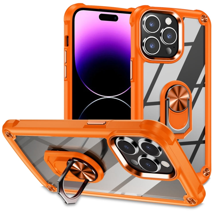 For iPhone 16 TPU + PC Lens Protection Phone Case with Ring Holder Stand