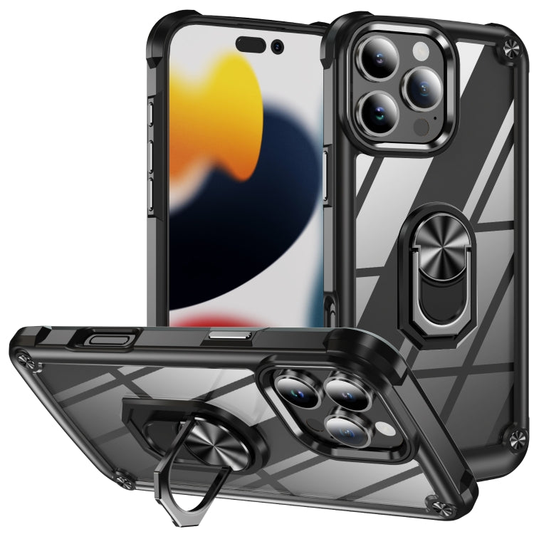 For iPhone 16 TPU + PC Lens Protection Phone Case with Ring Holder Stand