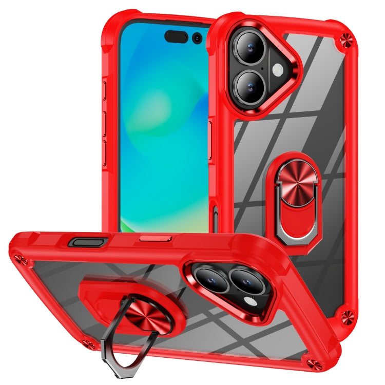 For iPhone 15 TPU + PC Lens Protection Phone Case with Ring Holder