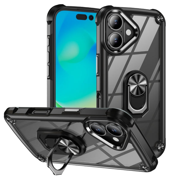 For iPhone 15 Pro Max TPU + PC Lens Protection Phone Case with Ring Holder Stand