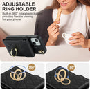 Rhombic Texture Card Bag Phone Case with Long Lanyard, For iPhone 14 Plus, For iPhone 14, For iPhone 14 Pro