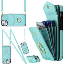 Rhombic Texture Card Bag Phone Case with Long Lanyard, For iPhone 14 Plus, For iPhone 14, For iPhone 14 Pro