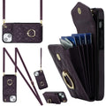 Rhombic Texture Card Bag Phone Case with Long Lanyard, For iPhone 14 Plus, For iPhone 14, For iPhone 14 Pro