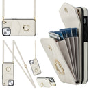 Rhombic Texture Card Bag Phone Case with Long Lanyard, For iPhone 14 Plus, For iPhone 14, For iPhone 14 Pro
