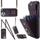 Rhombic Texture Card Bag Phone Case with Long Lanyard, For iPhone 14 Plus, For iPhone 14, For iPhone 14 Pro
