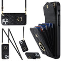 Rhombic Texture Card Bag Phone Case with Long Lanyard, For iPhone 14 Pro Max, For iPhone 13 Pro Max, For iPhone 13 Pro