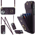 Rhombic Texture Card Bag Phone Case with Long Lanyard, For iPhone 14 Pro Max, For iPhone 13 Pro Max, For iPhone 13 Pro