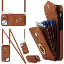 Rhombic Texture Card Bag Phone Case with Long Lanyard, For iPhone 13, For iPhone 12 / 12 Pro, For iPhone 12 Pro Max