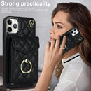 Rhombic Texture Card Bag Phone Case with Long Lanyard, For iPhone 11 Pro Max, For iPhone 11, For iPhone 11 Pro