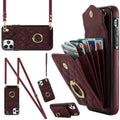 Rhombic Texture Card Bag Phone Case with Long Lanyard, For iPhone 11 Pro Max, For iPhone 11, For iPhone 11 Pro