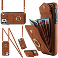 Rhombic Texture Card Bag Phone Case with Long Lanyard, For iPhone 11 Pro Max, For iPhone 11, For iPhone 11 Pro
