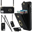 Rhombic Texture Card Bag Phone Case with Long Lanyard, For iPhone 11 Pro Max, For iPhone 11, For iPhone 11 Pro