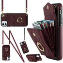 Rhombic Texture Card Bag Phone Case with Long Lanyard, For iPhone 11 Pro Max, For iPhone 11, For iPhone 11 Pro