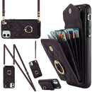 Rhombic Texture Card Bag Phone Case with Long Lanyard, For iPhone 11 Pro Max, For iPhone 11, For iPhone 11 Pro
