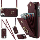 Rhombic Texture Card Bag Phone Case with Long Lanyard, For iPhone 11 Pro Max, For iPhone 11, For iPhone 11 Pro
