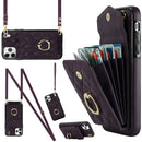 Rhombic Texture Card Bag Phone Case with Long Lanyard, For iPhone 11 Pro Max, For iPhone 11, For iPhone 11 Pro