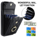 Rhombic Texture Card Bag Phone Case with Long Lanyard, For iPhone 15 Pro, For iPhone 15 Plus, For iPhone 15