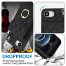 Rhombic Texture Card Bag Phone Case with Long Lanyard, For iPhone 17e / 16e, For iPhone 17 Pro Max, For iPhone 17 Pro