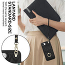 Rhombic Texture Card Bag Phone Case with Long Lanyard, For iPhone 17e / 16e, For iPhone 17 Pro Max, For iPhone 17 Pro