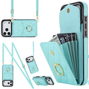 Rhombic Texture Card Bag Phone Case with Long Lanyard, For iPhone 17e / 16e, For iPhone 17 Pro Max, For iPhone 17 Pro